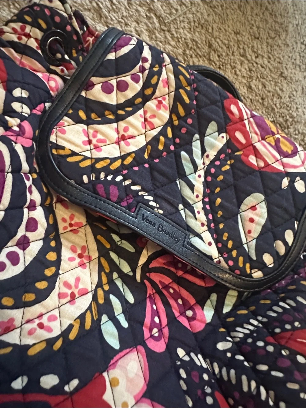 Vera Bradley Navy Quilted Floral Backpack